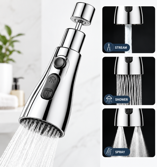 360° Rotatable Kitchen Faucet Spray Head – 3 Water Modes